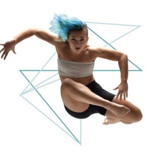 Dance:Connects image of leaping dancer with blue hair